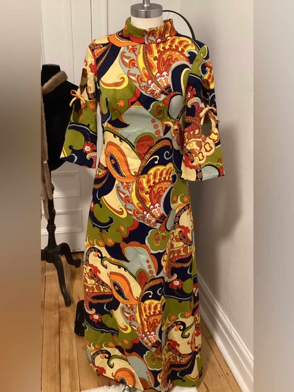 Vintage-Inspired Multicolor Paisley A-Line Dress